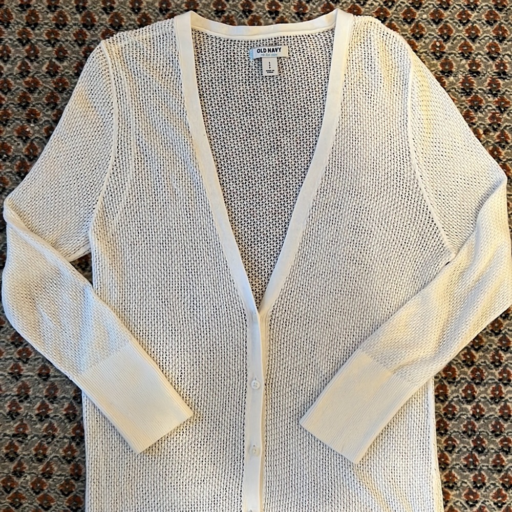 EUC Old Navy White Knit Cotton Blend Cardigan size SP